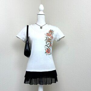 Vintage 2000s Harley Davidson white & short sleeve baby doll fit t-shirt